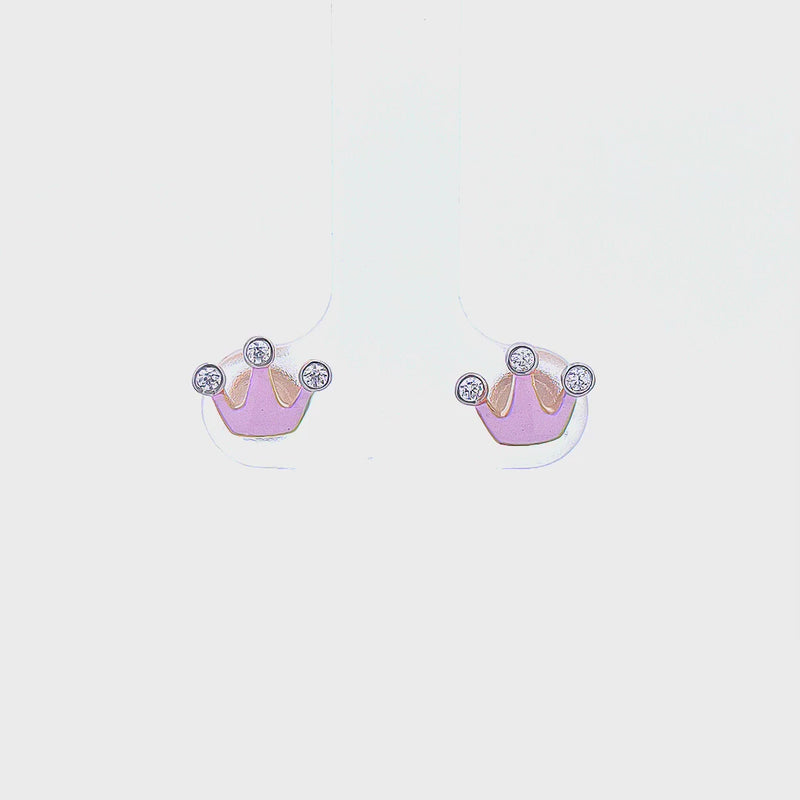 Cute Pink Crown Kids Earrings