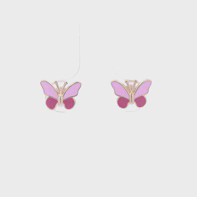 Cute Pink Butterfly Kids Earrings