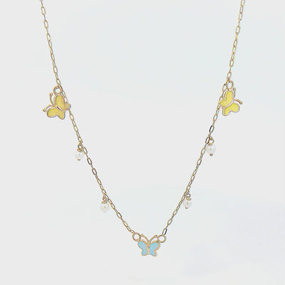 Rose Gold Chain with Blue Butterfly Charm