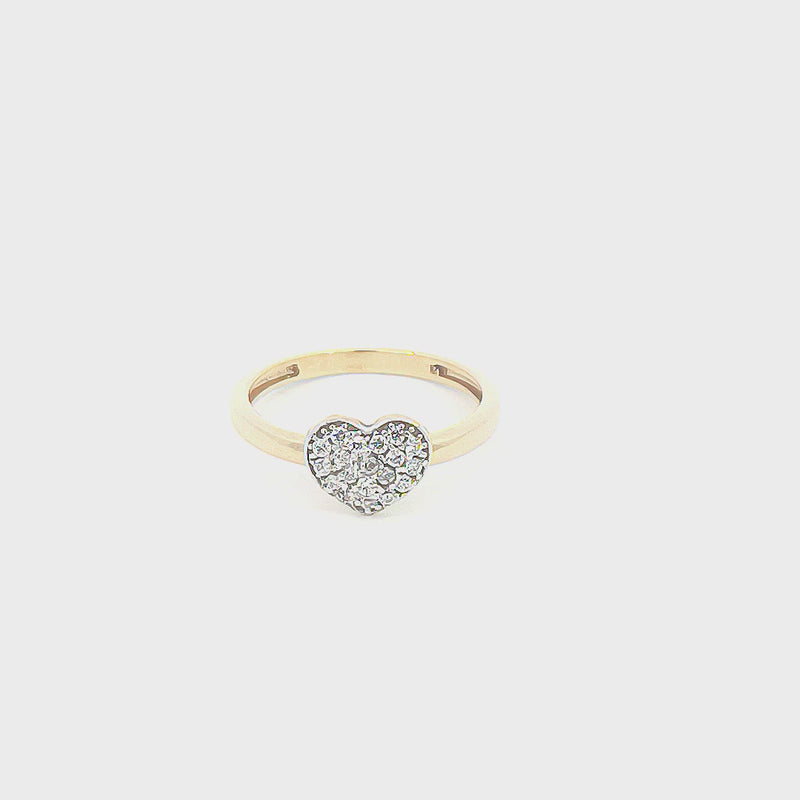 Studded Heart Kids Gold Ring