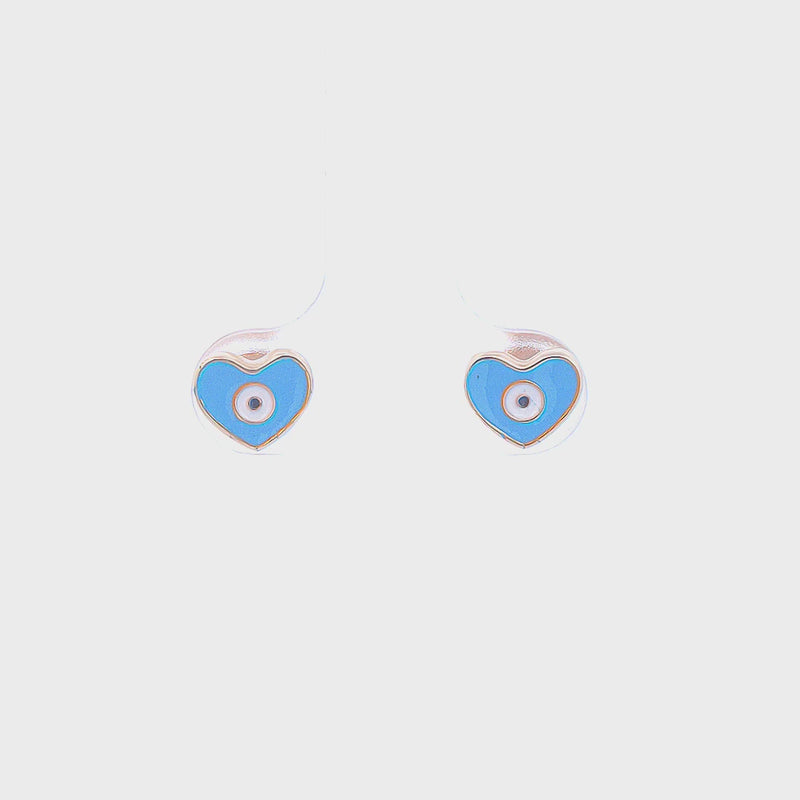 Blue Heart-shaped Evil Eye Kids Earrings