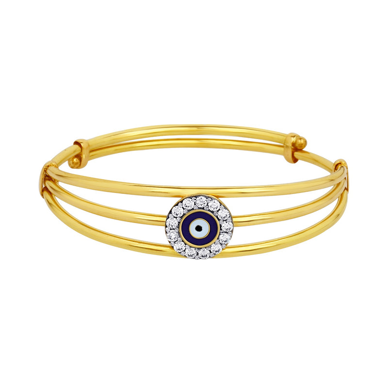 Kids Radiant Blue Evil Eye Gold Kada