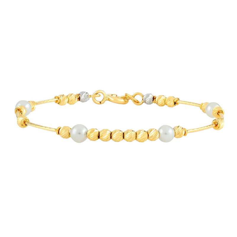 Kids Gold Kada with Gold & silver beads