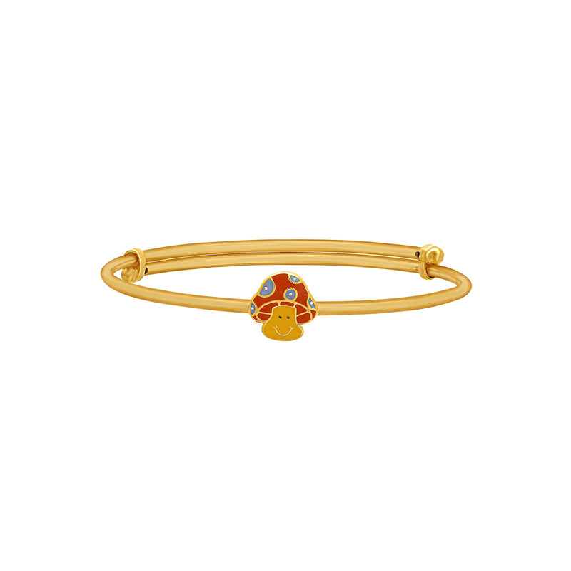 Kids Adjustable Gold Kada with a cute Mushroom Charm