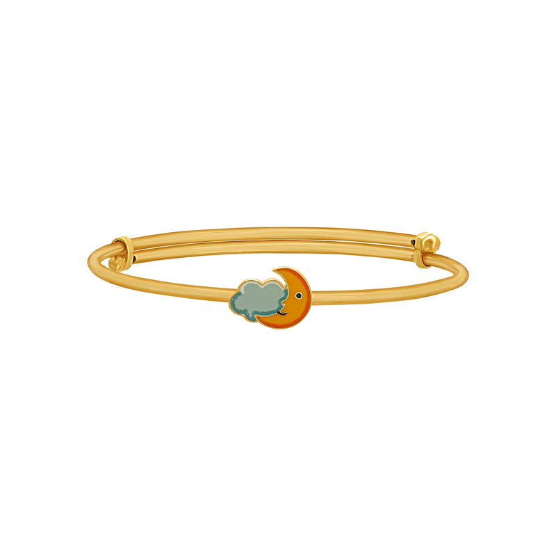 Kids Adjustable Gold Kada with a pretty Crescent Moon Charm