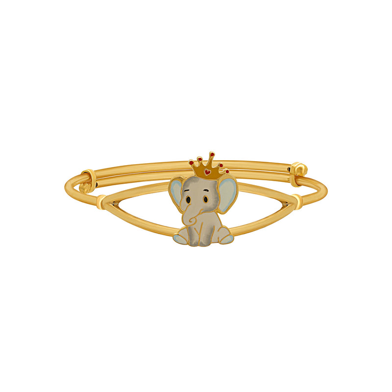 Kids Adjustable Gold Kada with a cute Elephant Charm