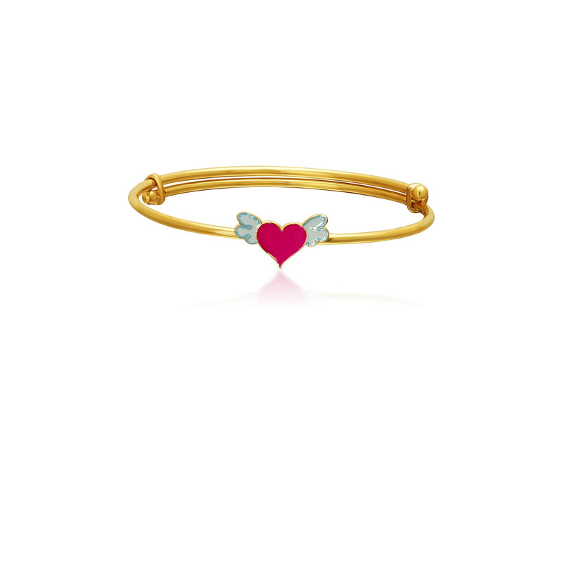 Kids Adjustable Gold Kada with a pretty Pink Heart Charm