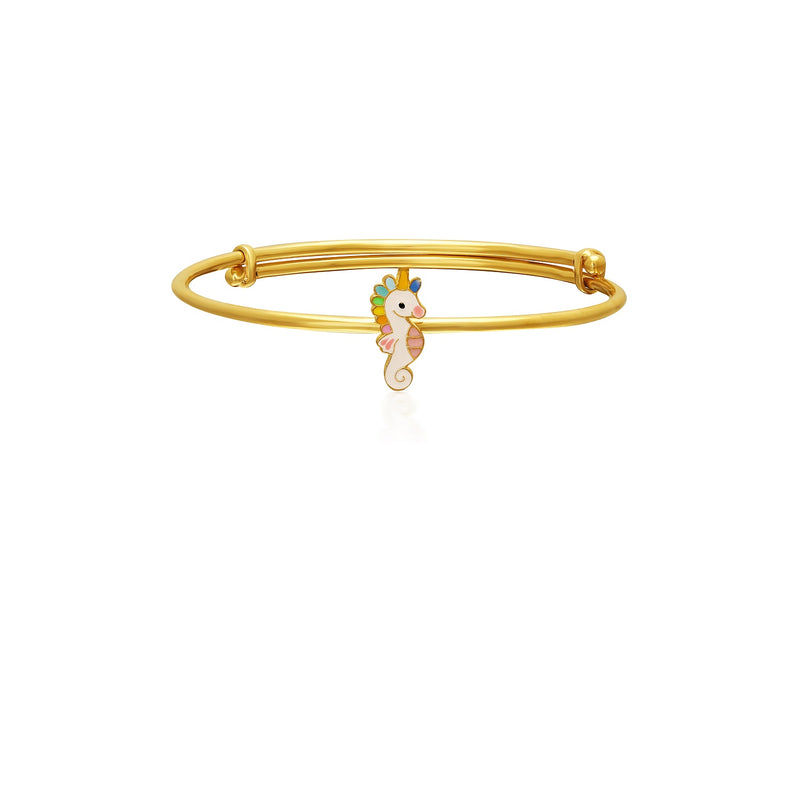 Kids Adjustable Gold Kada with a pretty Pink Unicorn Charm