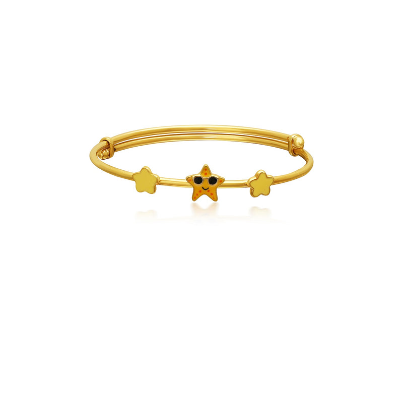 Kids Adjustable Gold Kada with a cool Orange Star Charm