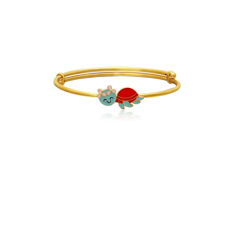 Kids Adjustable Gold Kada with a cute, Turtle Charm