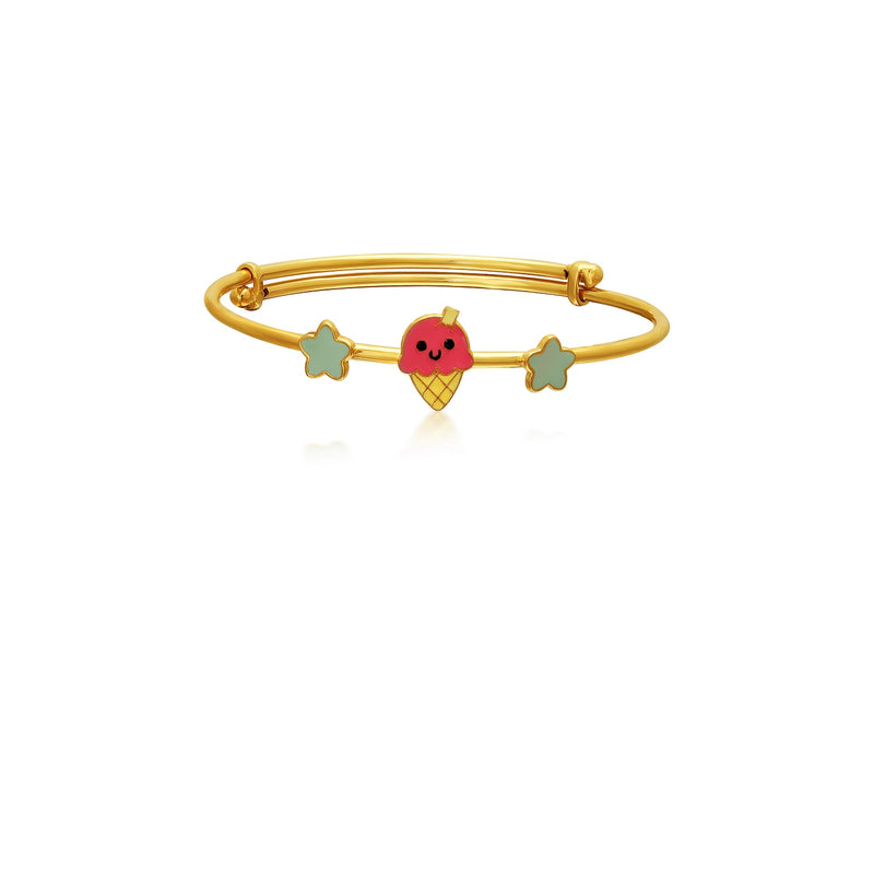 Kids Adjustable Gold Kada with a pretty Pink Ice cream Charm