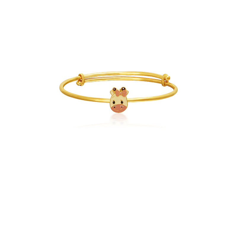 Kids Adjustable Gold Kada with a pretty Pink Charm