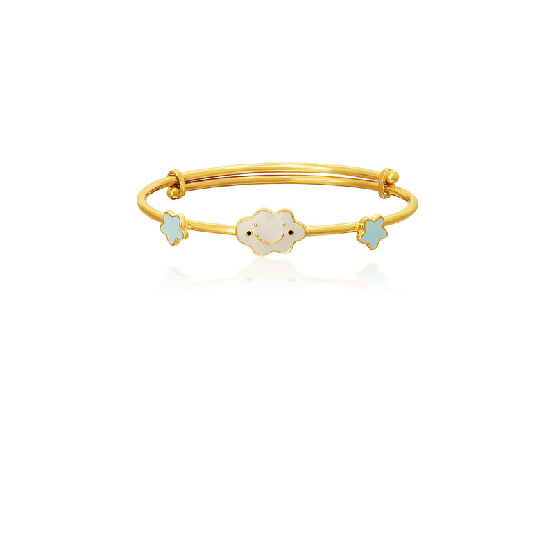 Kids Adjustable Gold Kada with a cute, Smiling Cloud Charm