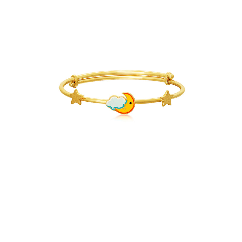 Kids Adjustable Gold Kada with a cute, Moon & Cloud Charm