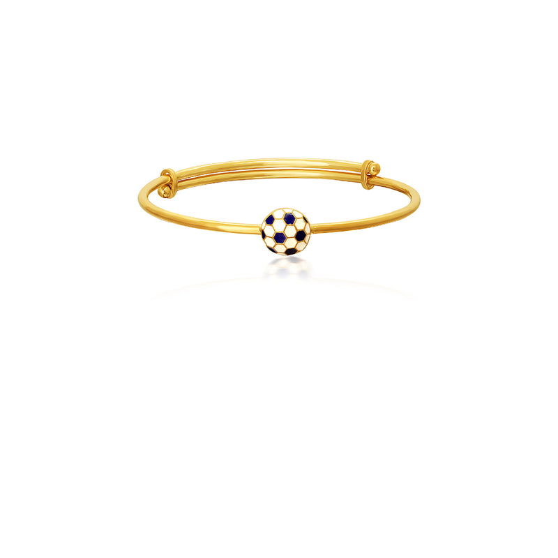 Kids Adjustable Gold Kada with a cool Football Charm