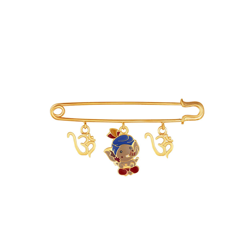 Little Ganesha Baby Brooch Safety Pin with Om charms