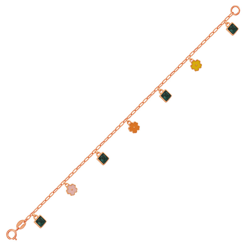 Kids Gold Chain Bracelet with Seven Mini Colourful Charms