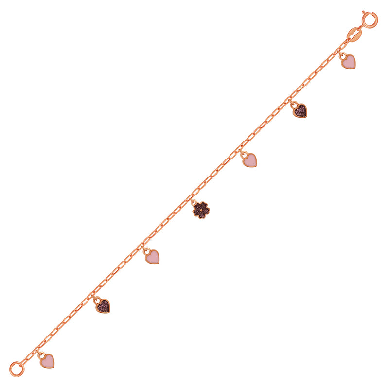 Kids Rose Gold Chain Bracelet with Seven Beautiful Charms