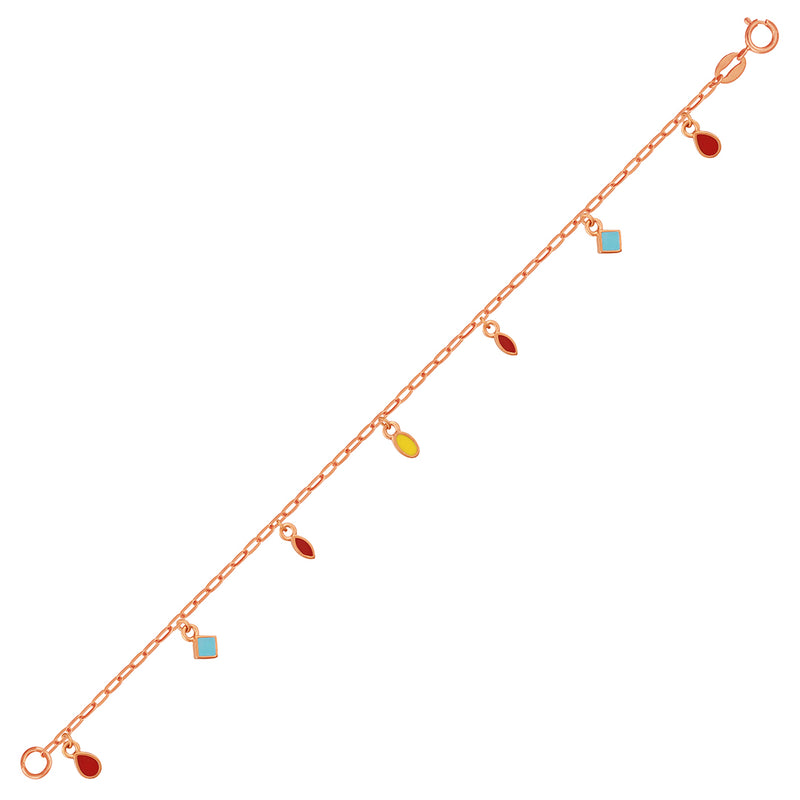 Kids Rose Gold Chain Bracelet with Seven Mini Charms