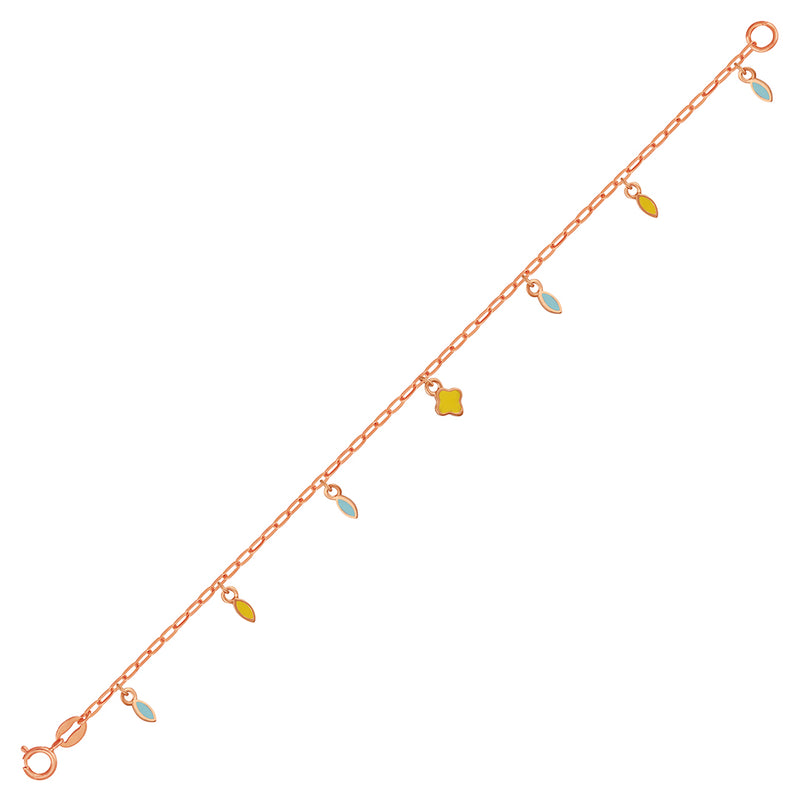 Kids Rose Gold Chain Bracelet with Seven Pretty Charms