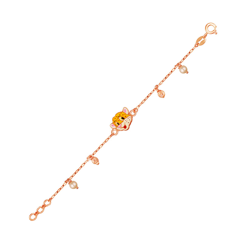 Kids Gold Chain Bracelet with a cute Leopard Charm