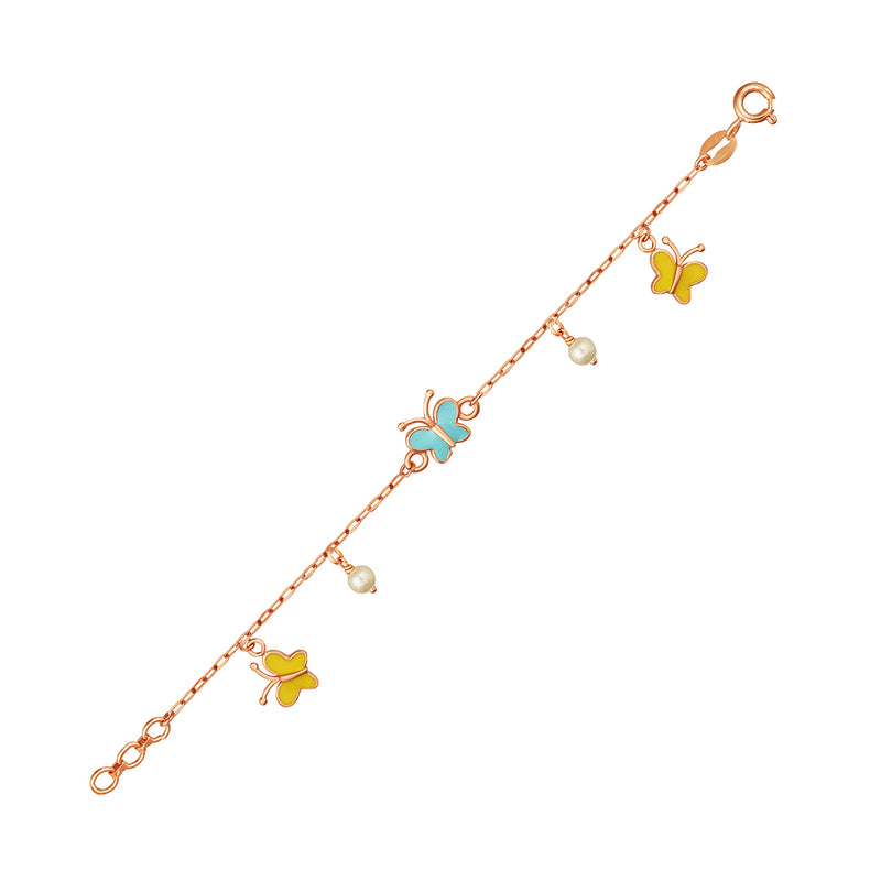 Kids Gold Chain Bracelet with Butterfly Charms