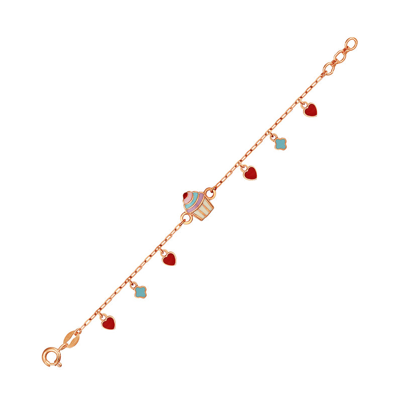 Kids Gold Chain Bracelet with a cute Cupcake Charm