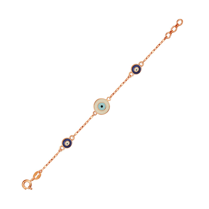 Kids Gold Chain Bracelet with three Evil Eye Charms