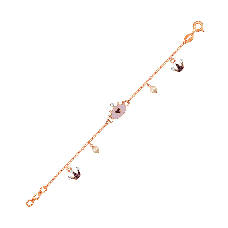 Kids Gold Chain Bracelet with pretty Crown Charms