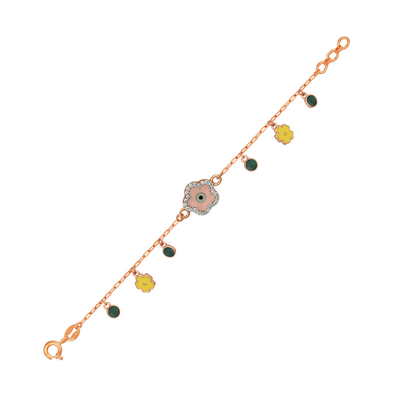 Kids Gold Chain Bracelet with a Flower-shaped Evil Eye Charm