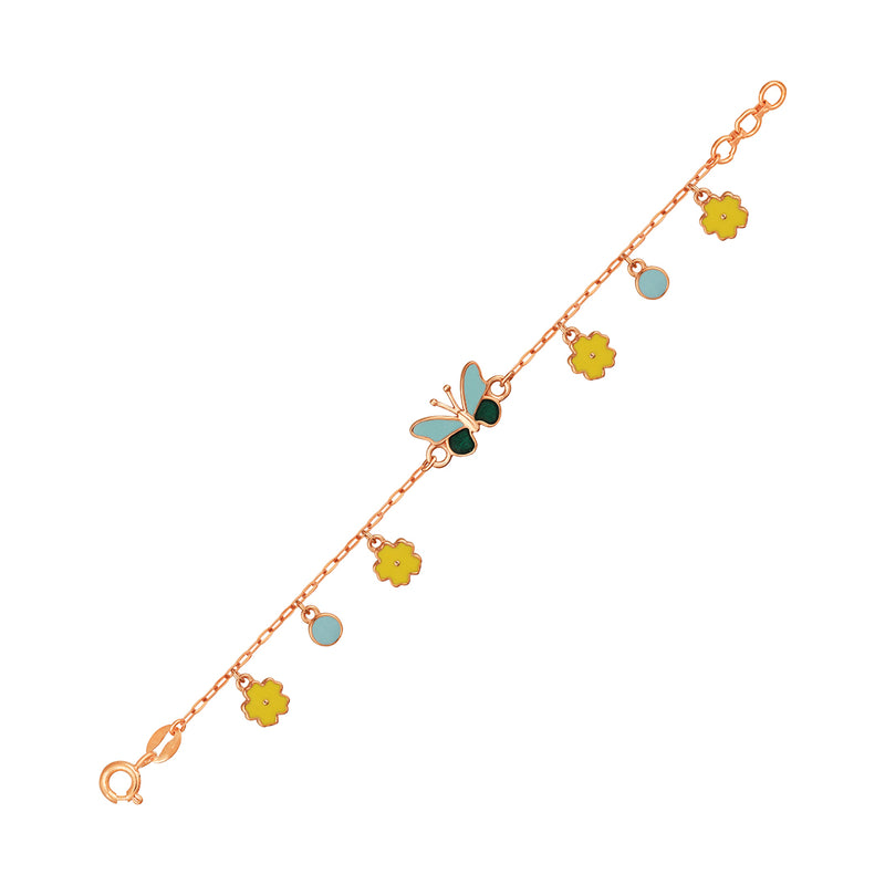 Kids Gold Chain Bracelet with Yellow and Green Charms