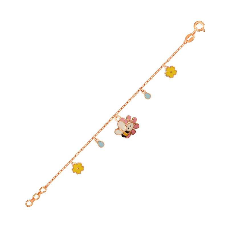 Kids Gold Chain Bracelet with a Honey Bee Charm