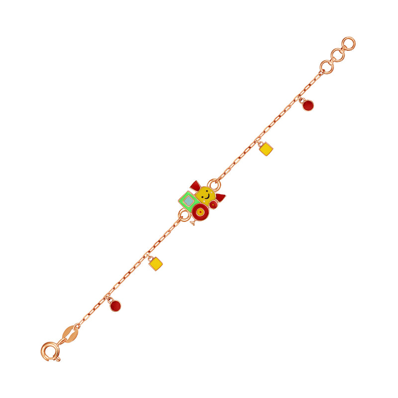 Kids Rose Gold Chain Bracelet with Toy Train Charm