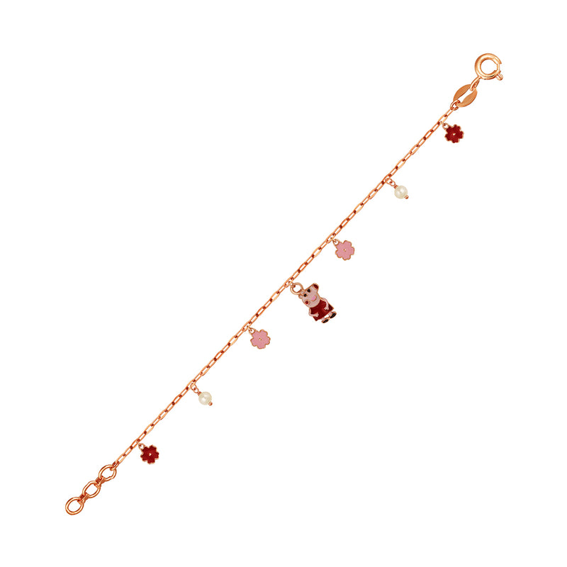 Kids Rose Gold Chain Bracelet with Peppa Pig Charm