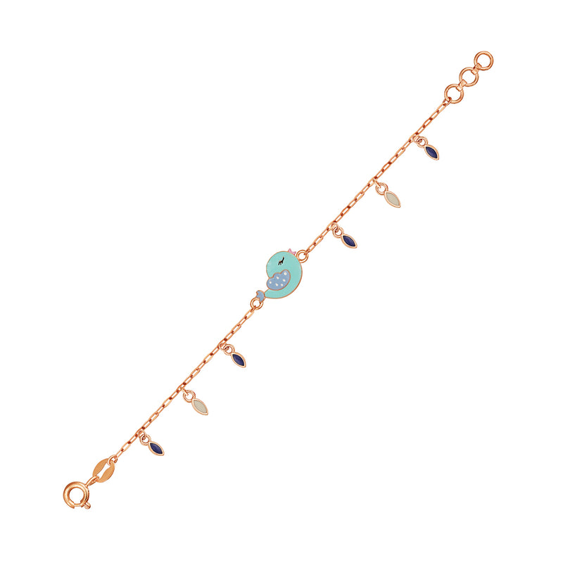 Kids Rose Gold Chain Bracelet with a Cute Bird Charm