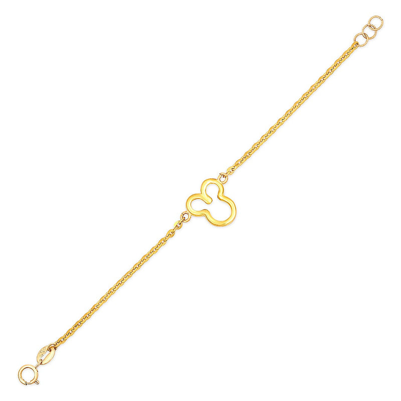 Kids Micky Mouse Outline Charm Gold Bracelet