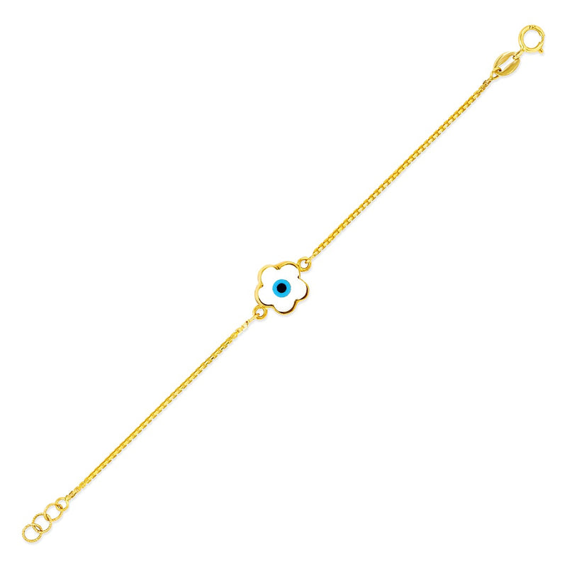 Kids Flower-shaped Evil Eye Charm Gold Bracelet