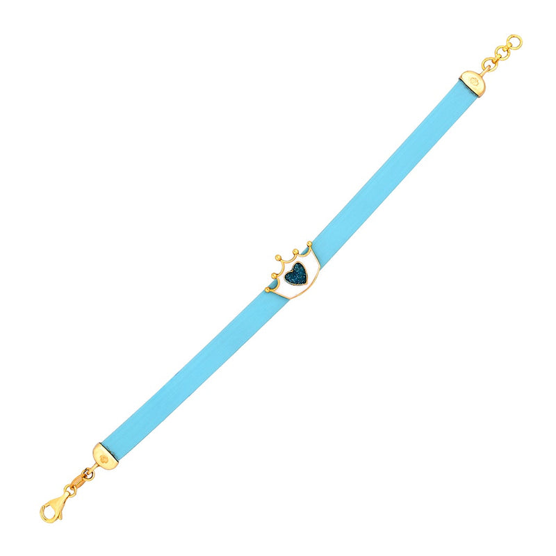 Kids Tiara Charm Gold and Rubber Bracelet