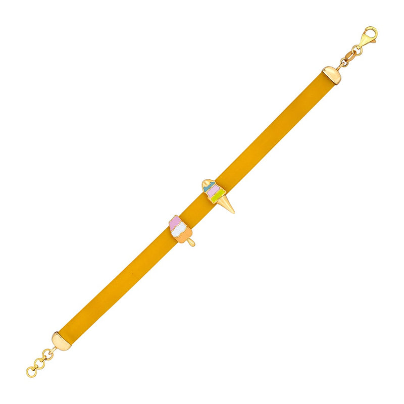 Kids Icecream Charm Gold and Rubber Bracelet