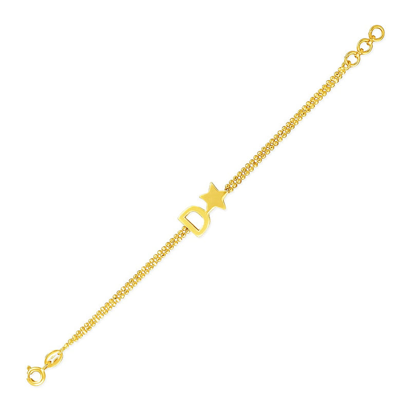 Kids Personalised Initial & Star Charm Gold Bracelet