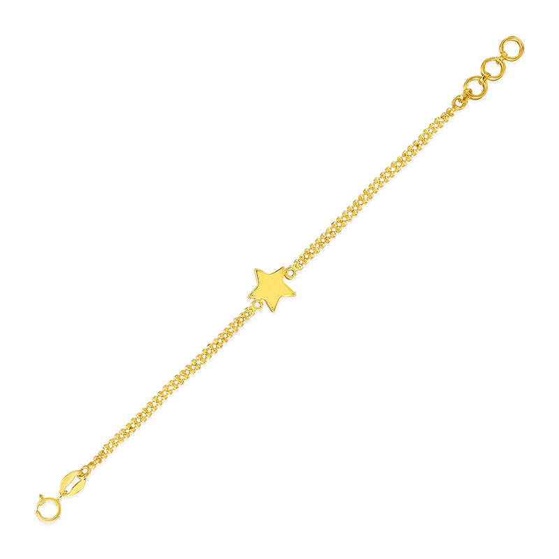 Kids Star Charm Double Linked Chain Gold  Bracelet