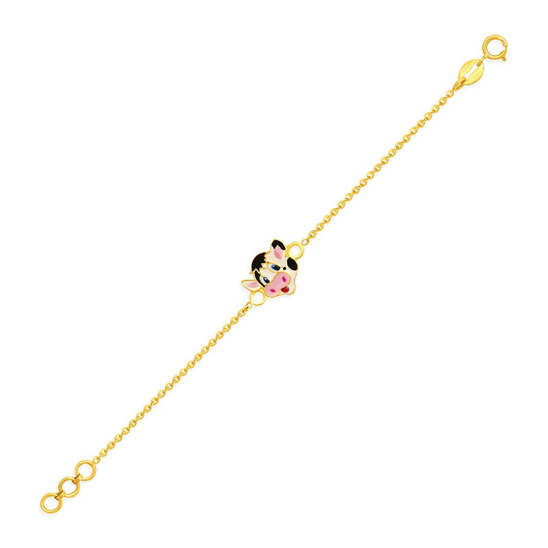 Kids Clarabelle Cow Charm Gold Bracelet