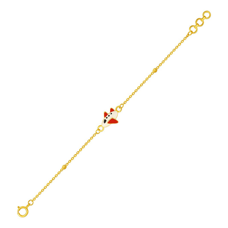 Kids Cute Airplane Charm Gold Bracelet