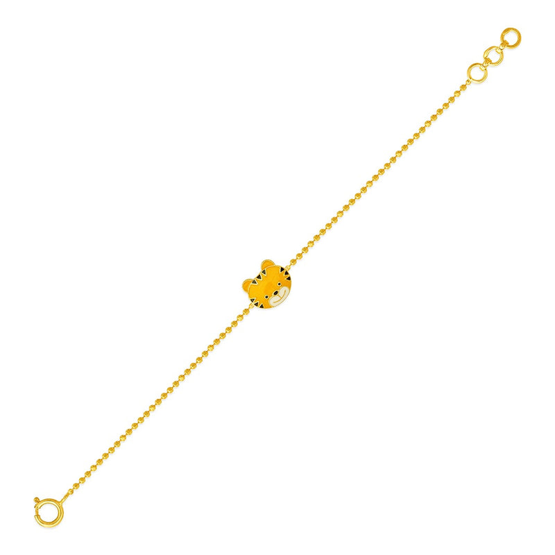 Kids Cute Tiger Charm Gold Bracelet