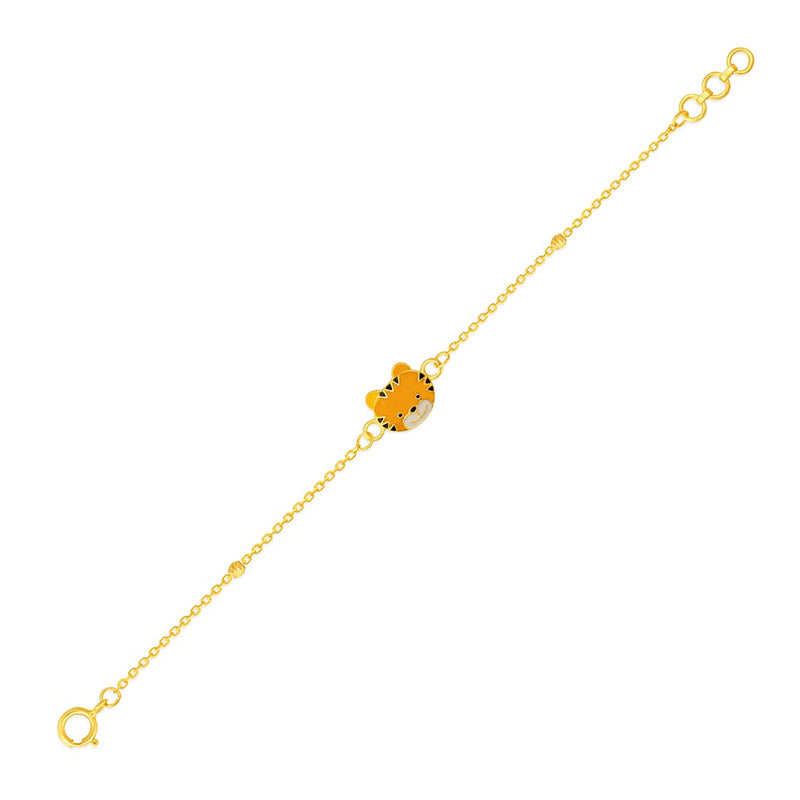 Kids Tiger Charm Gold Bracelet