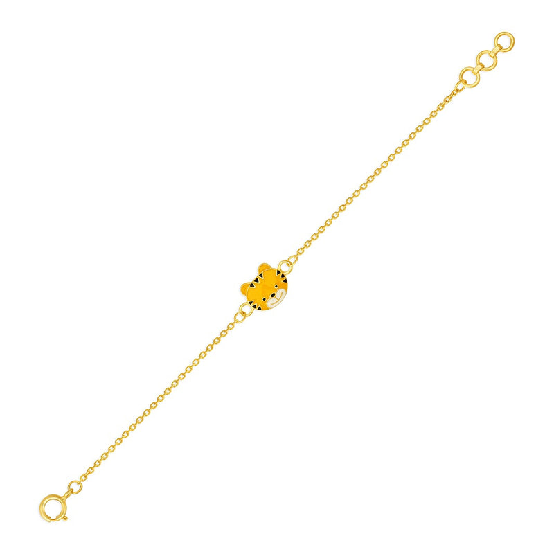 Kids Adorable Tiger Charm Gold Bracelet