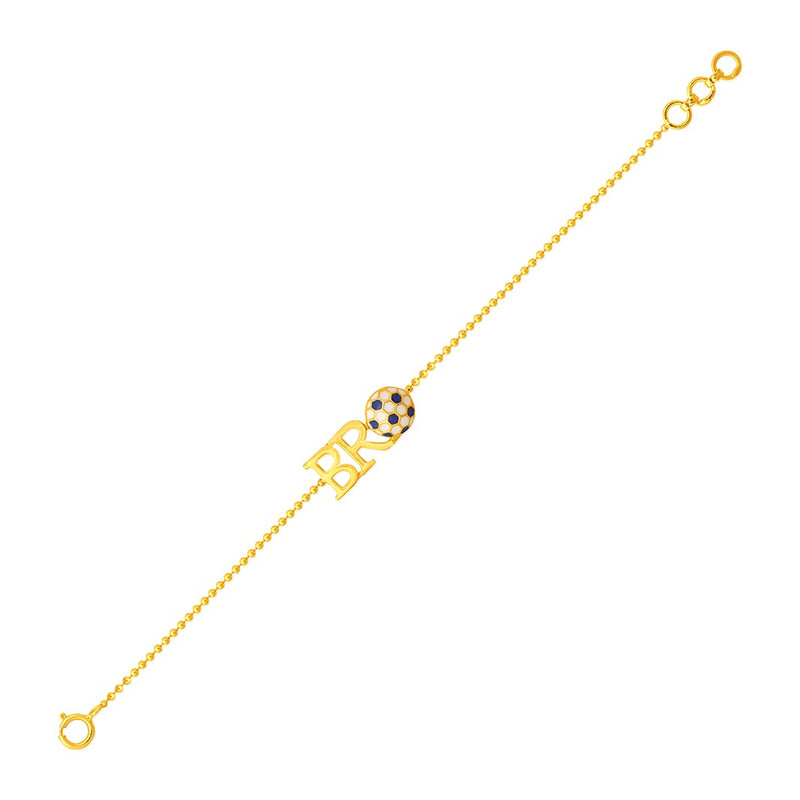 Kids Football Bro Charm Gold Bracelet (Black)