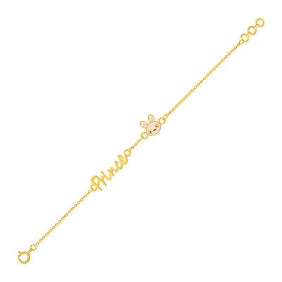 Kids Cute Prince & Bunny Charm Gold Bracelet