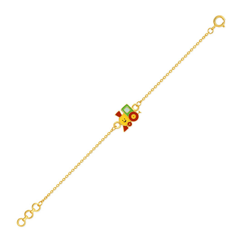 Kids Toy Train  Charm Gold Bracelet