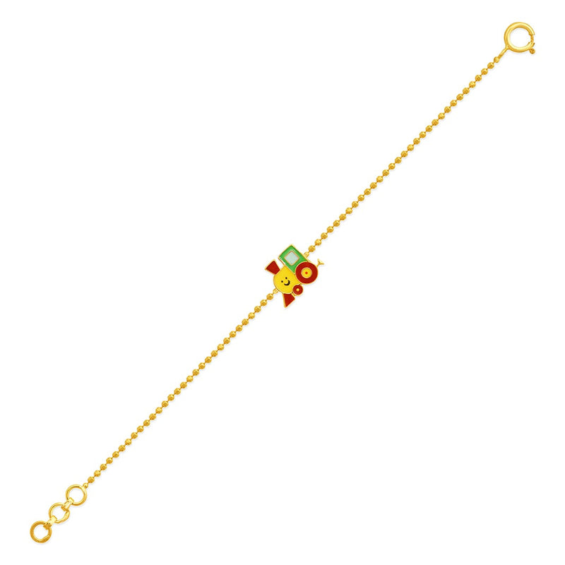 Kids Adorable Toy Train Charm Gold Bracelet